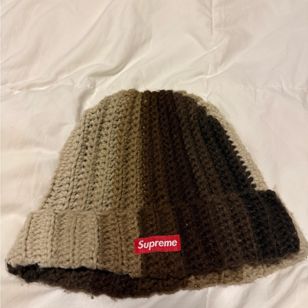 Supreme Brown and Cream Knit Beanie